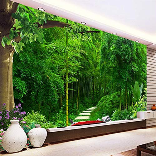 Papier peint mural 3D forêt pour chambre d'enfant, fond photo nature vert pour salon et chambre à coucher, 150 cm × 105 cm