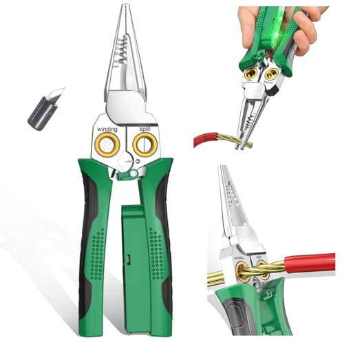 Wire Stripper Twister with Electricity Measurement Function 8in1 Wire Stripping Pliers for Cutting and Pulling Wires Cable Scissors for Scraping and Pressing Wires with Voltage Test (8-in-1)