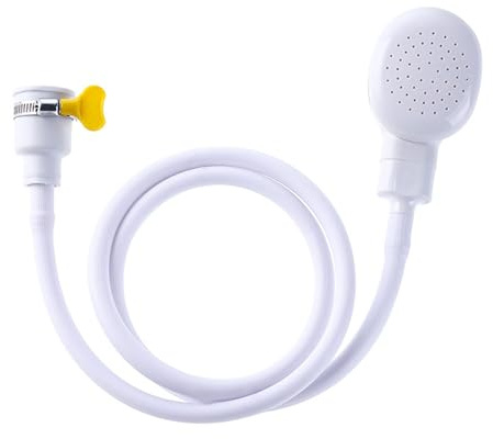 rflaueo 1pc White Bath Sink Single Tap Handheld Shower Attachment 1.3 M Rubber Hose for Taps Hand Held Portable Pet Dog Universal Pet and Hair Washing Shower Attachment for Bathroom(U239-1)