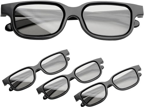 4 occhiali 3D per cinema, neri, universali, occhiali 3D passivi, occhiali 3D per TV 3D, occhiali da sole per bambini e adulti, per home cinema, teatro, giochi TV, stampa 3D, foto anaglifici (4 nero)