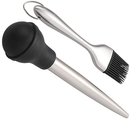 MAGICLULU 4pcs Cooking Barbecue Tool Set Turkey Baster Silicone Brush Oil Dropper Tube Brush for Seasoning