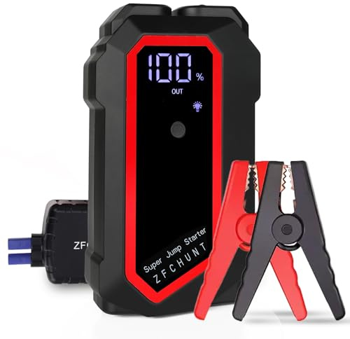 ZFCHUNT AI Voice‑Assistant 24,000 mAh Jump Starter Power Bank, 1,000 A Peak, 12 V with AI Voice Alerts – LCD + 4 LED Modes – Fast Charging – For All Petrol/Diesel Vehicles (up to 8.0 L)