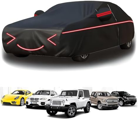 Autoabdeckung für Fi𝐚t 500 2007-(354,6x162,7x148,8cm),Baumwollfutter,Regen- und schneefest,sonnenfest,hochtemperaturbeständig,für alle Vier Jahreszeiten