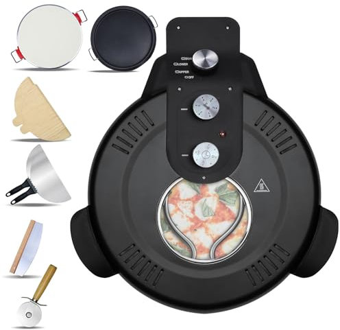 Indoor countertop pizza oven, electric pizza oven tabletop with pizza stone and grill, 16 countertop pizza cooker, up to 380°C, viewing window with timer and home patio terrace
