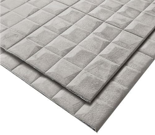 HOOZ® 3D Wandpaneele Selbstklebend [SAMTOPTIK] – Gepolsterte Wandverkleidung zum Kleben – Moderne Wandgestaltung für Wohnzimmer, Schlafzimmer, Büro & Gastronomie – 69 x 277 cm Quadrat-Steppung, Grau