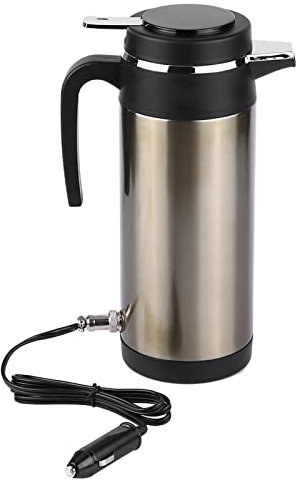 1000ML 12V/24V Stainless Steel Electric Car Kettle – Portable Travel Water Boiler & Heating Container (12V)