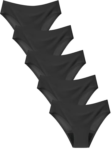 TIICHOO Periodenunterwäsche Starke Blutung Mädchen Teenie Seamless Menstruationsunterwäsche 5er Pack (10-12 Jahre, 5 Schwarz)