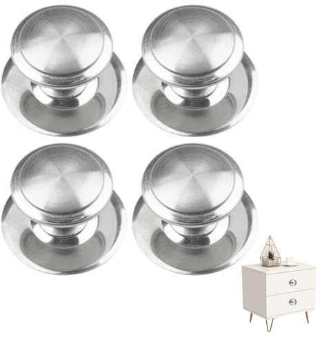 4 Pcs Stick On Handles,No Drill Peel and Stick Cabinet Knobs,Silver Wardrobe Door Handles,Door Knobs,Self Adhesive Handles,Stainless Steel Self Adhesive Door Knobs for Wardrobe,Drawer,Glass Cabinet