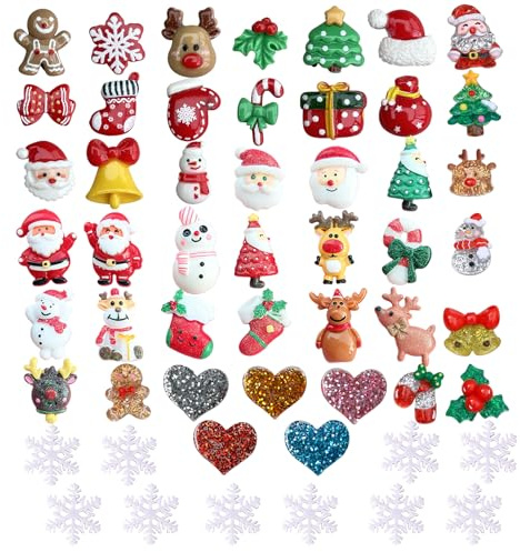 54 Stück Mini Weihnachtsdeko Set, Kleine Weihnachtsfiguren & Glitter-Elemente, Vielseitige Weihnachtsdeko Klein für DIY, Basteln & Mini-Weihnachtsbäume, Weihnachtsfiguren Klein Weihnachtsdeko zum DIY