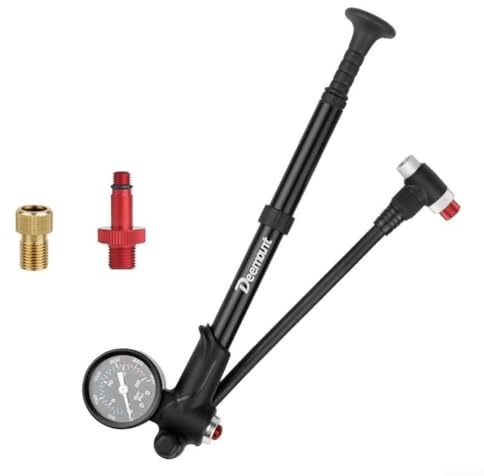 Bomba de bicicleta resistente de 300 PSI diseñada para horquillas delanteras y amortiguadores de bicicletas de montaña (02)