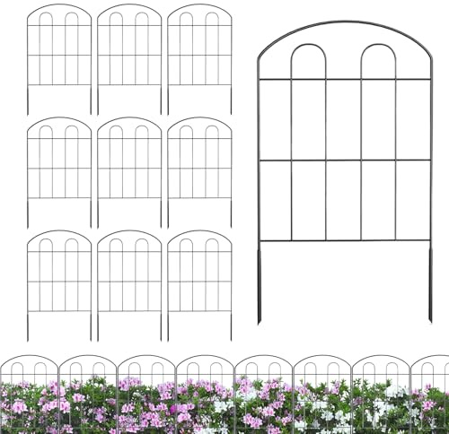 Trädgårdsstaket i metall – rostfria metalltrådar, 58 x 32 cm rostbeständig trådbarriär, välvd dekorativ kant | inget gräv djursäkra staket för blomstersäng, gång, uteplats, gräsmatta utomhus