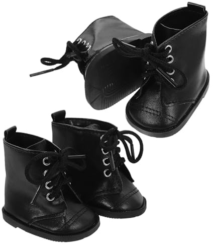 DECHOUS 2 Paar Miniatur-pu-lederstiefel für 45 cm Große Mädchenpuppen, Winzige Puppenschuhe, Verkleidungsaccessoires, Schwarzes Schuhwerk für Puppenhausspiele Und Rollenspiele