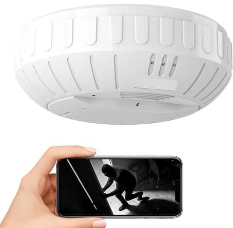 Hidden Camera Smoke 4K HD Rotatable Wireless WiFi Spy Camera Detector Mini Security Cam with Night Vision and Motion Activated Camera Long Battery Life Low Power Consumption Nanny Cam for Indoor