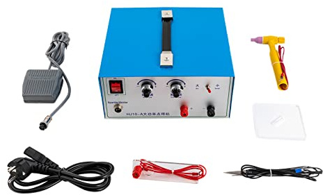 Saldatrice a punti, 500 W, 9 livelli, regolabile con interruttore a pedale | Saldatrice a punti per gioielli, 100 A, con controllo a pedale e punto di saldatura 0,5-1,5 mm, per oro, argento e rame