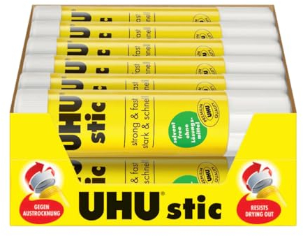 UHU Stic standard, colla per bambini, sicura da usare per i lavoretti, adatta per la scuola, l'ufficio, l'università, 12 x 21g