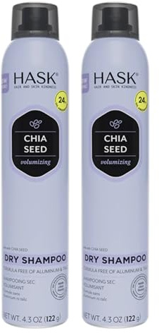 HASK Chia Seed Volumizing Dry Shampoo Kits for all hair types, aluminum free, no sulfates, parabens, phthalates, gluten or artificial colors (6.5oz-Qty2)