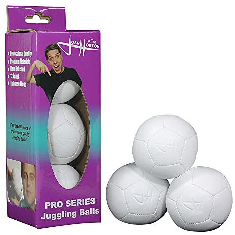 Zeekio Josh Horton Pro Series Juggling Balls - 12-Panel, Synthetic Leather - Set of 3 - White