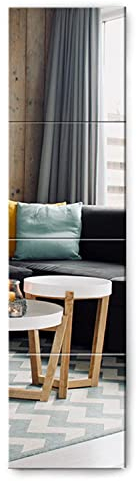 Muzilife Glas Spiegelfliesen 4 Stücke 30x30cm DIY Wandspiegel mit 4 Klebe Mat HD Spiegel Set in Küche, Wohn- und Badezimmer