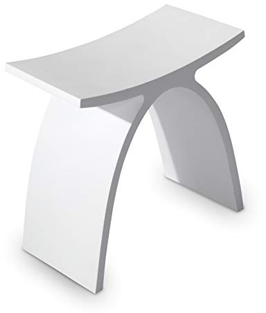STILFORM Badhocker Duschhocker Manhattan in Weiß Matt, Stilvoller Duschsitz aus hochwertigem Mineralguss, robuste Glatte Oberfläche, 40x43x30 cm, bis 120 kg belastbar, Wasserdichtigkeit