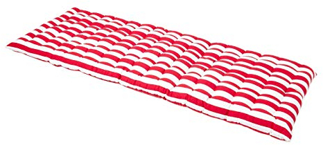 HOMESCAPES Red & White Stripe Garden Bench Cushion 3 Seater Seat Pad for Patio Furniture Kitchen or Dining Bench Indoor & Outdoor Use Comfortable 100% Cotton Thick Cushion 143 cm Wide