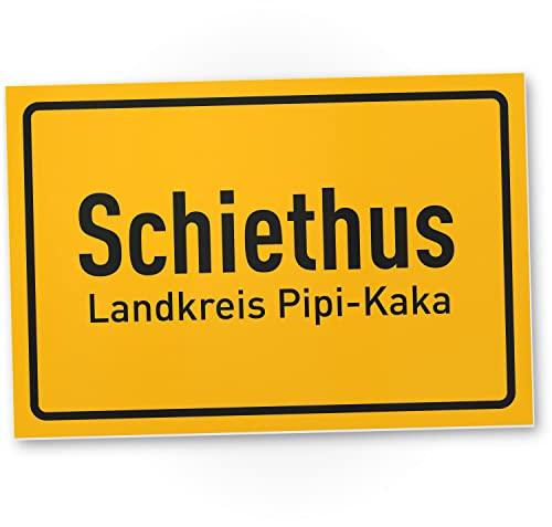 DankeDir! Schiethus Ortsschild Ortstafel - 30 x 20 cm Schild - lustig WC Schild zum aufhängen Kloschild Toilettenschild Toilette Klo Schild - Türschild Gäste WC Deko Gästetoilette witzig