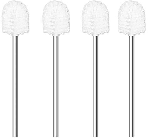 WC-Bürste, 4 Stück, Ø 7.5cm WC-Bürsten mit Edelstahlgriff, Stehende Edelstahl-WC-Bürsten für Badezimmer, Toilette, Ergonomisch, Elegant, Langlebig (Weiß)