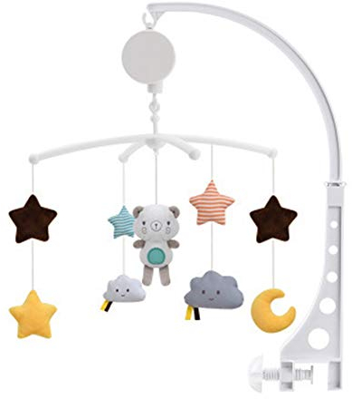 Baby Mobile Windspiele mit Spieluhr,Babybett Musik Mobile Rassel Spielzeug,Neugeborenen Kinderzimmer Hängende Bettglocke,Krippe Mobile Ornament für Kinderbett Baby Windspiel Mädchen oder Jungen,Bär