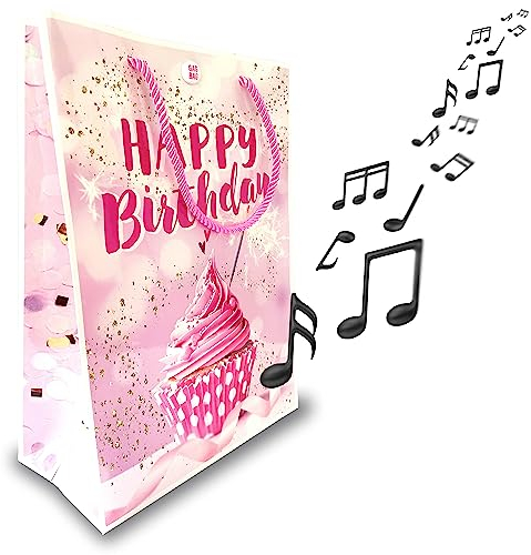 MUSIK-Geschenktüte zum Geburtstag, spielt beim Öffnen Celebration (Coverversion), tolle Geschenkverpackung mit süßem Überraschenungseffekt, GagBag von bentino