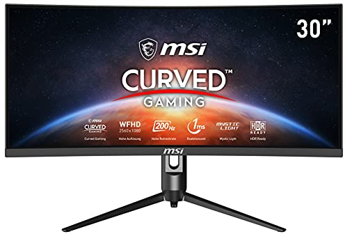 MSI Optix MAG301CR2DE 30 Zoll Ultrawide Curved Gaming Monitor, WFHD (2560x1080), 200 Hz, 1ms, VA, FreeSync Premium, HDR Ready, MysticLight RGB, schwarz