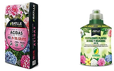 Batlle Sustratos Sustrato Plantas Ácidas 50L + Abonos Fertilizante Plantas Acidas Botella 400Ml