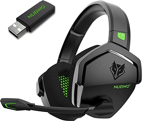 NUBWO G06 - Cuffie da gioco con microfono per PS5, PS4, PC, mobile: 2,4 GHz wireless + Bluetooth, batteria da 100 ore, driver da 50 mm, verde