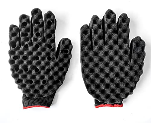 WOSO Hair Sponge Brush, Long and Short Gloves, Curls Coil Magic Mitts, Twist Afro Braid Style Dreadlock Curling Tool (Two Right Hands)