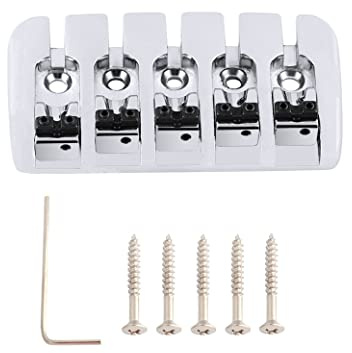 Rubatone 5-saitiger Bass-Steg, A-Stil, Top-Load-Saitenhalter mit Zink-Sättel für E-Jazz Bass P Bass Precision Bass Chrom High Masse.