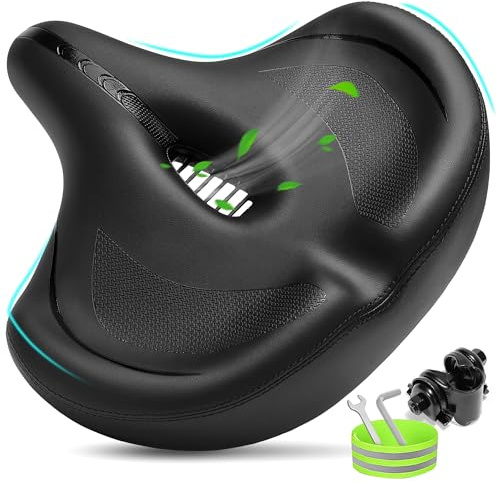 CDYWD Oversized Bike Seat for Men & Women Comfort, Extra Wide Bicycle Seat Cushion, Comfortable Soft Padded, Large Replacement Saddle for Peloton, Stationary Exercise Bike, Cruiser, City Bike, Ebike