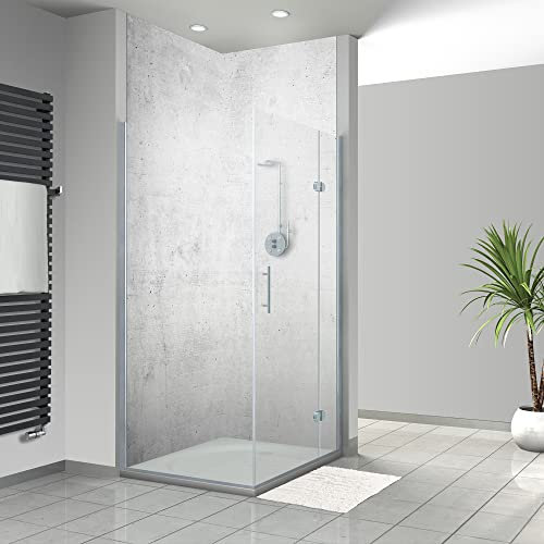 WANDFREUDE individuelle Duschrückwand Aluverbundplatte auf Maß (2 Stück - Betonwand - Premium Brillant Lack) – Dusche Wandverkleidung Duschwandverkleidung Duschrückwände