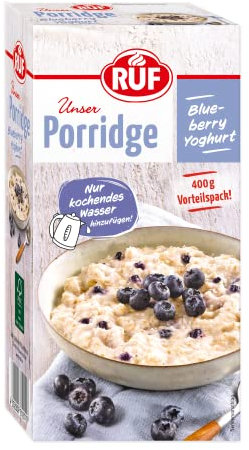RUF Porridge Blueberry Yoghurt, beliebtes Oatmeal mit Blaubeer-Stückchen, ideal für Unterwegs & im Büro, schnell zubereitet, Vorratspackung, 1 x 400g