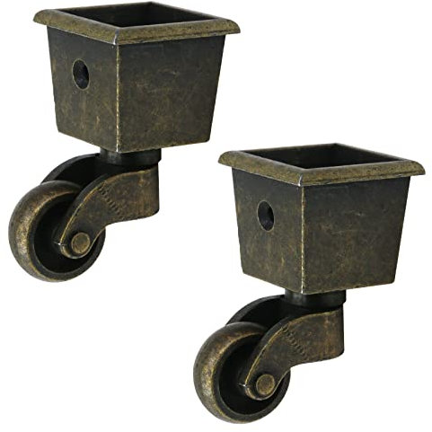 Faotup 2PCS Zinc Aolly Bronze 1Inch Antique Bronze Caster Wheels,Replacement Caster for Furniture,Antique Metal Caster Wheels for Furniture,2.60×1.48×1.48Inch