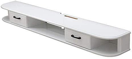 Uvency Tv-Schrank Zum Aufhängen, Tv-Schrank Mit Schwebendem Regal, Multifunktionales Set-Top-Box-Rack, Untere Klappe, Platzsparend, Weiß, 120 X 24 X 16 cm/White/140 * 24 * 16Cm