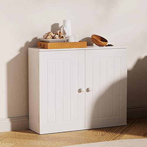 BRIEFNESS Bathroom Cabinet Wall Mounted Wall Cabinet Floor Cabinet Storage Unit with Adjustable Shelves for Kitchen White 50x60x15cm…