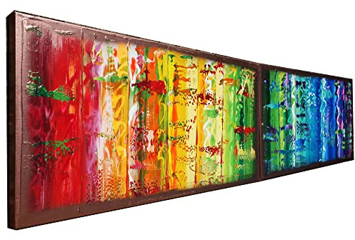 Regenbogen Abstract A564 - Lange Acrylbilder - modernes Design - Abstrakte farbenfrohe Gemälde - original handgemalte Leinwand Bilder - Diptychon Malerei von Ksavera