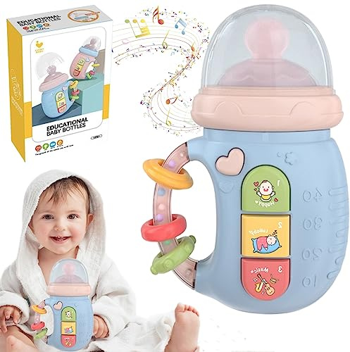 Baby Spielzeug ab 3 Monate, Beissring Baby aus Silikon BPA-frei, Rassel Greifling für 6-12 Monate, Musikalische Spielzeuge für 1 Jahr Babies, Beißspielzeug Baby für 7 8 9 10 Monate Jungen MäDchen