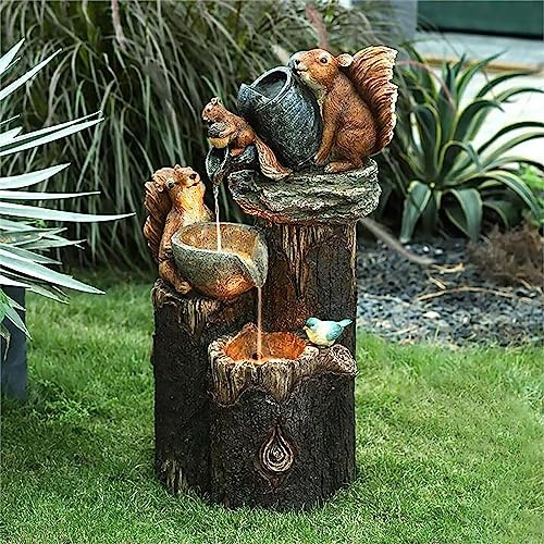 FUBESK Solarbetriebenes Eichhörnchen-LED-Licht, Garten-Ornament, Tier-Lampe, für den Außenbereich, Terrasse, Dekoration, wasserdicht und langlebig, Kunstharz-Figur zum Leuchten