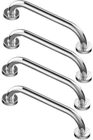 Howdah 4 Pezzi Maniglia Doccia per Anziani e Disabili - Maniglione Bagno in Acciaio Inox Cromato 30 CM - per Vasca da Bagno e Doccia