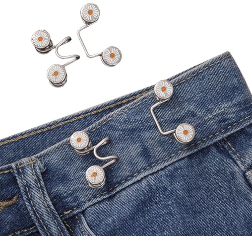 ieron 2 botones para jeans, tensor de cintura ajustable para pantalones, sin costuras y sin herramientas, pines de botón de mezclilla instantáneos para pantalones, pasadores de botón reutilizables de