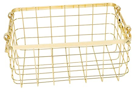 PRETYZOOM Iron Fruit Basket for Household Use Portable Bread Basket Handle Refreshment Holder for Kitchen in Grey