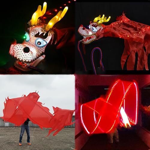 Cerf Volant Le Dragon Rouge Poi Allume Le Ruban Lancé, Danse du Dragon de Fitness LED avec Tête 3D Réaliste, Streamer de Jonglage de Dragon pour Jouer en Plein Air pour Adultes ( Size : 8 m (26 ft) )