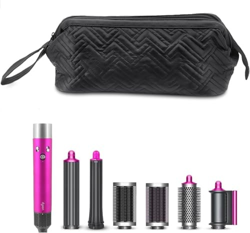 Yuhtech Tragbare Reisetasche für Dyson Airwrap/Shark Flexstyle/Dyson Supersonic Haartrockner, wasserdichte PU Leder Tragetasche Staubdichte Aufbewahrungstasche (Schwarz)