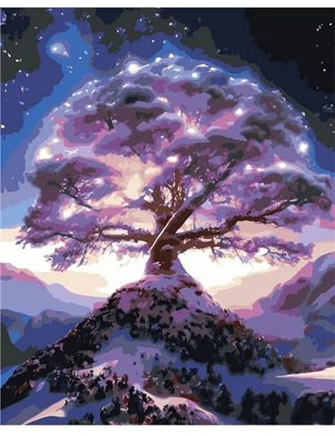 Malen nach Zahlen Erwachsene,Baum des Lebens Malen Nach Zahlen Kits für Erwachsene Kinder,DIY mit Pinseln und Acrylpigment Handgemalt Ölgemälde Kunsthandwerk Home Wall Decor mit Rahmen,40x50cm