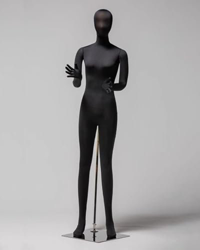 XNZJHPP Beweglicher Mannequin-Torso mit Kopf und Armen, biegsame Schneiderpuppe für Männer/Frauen, stehendes Dummy-Modell, Schaupuppenkörper für Hochzeiten (Black Female)