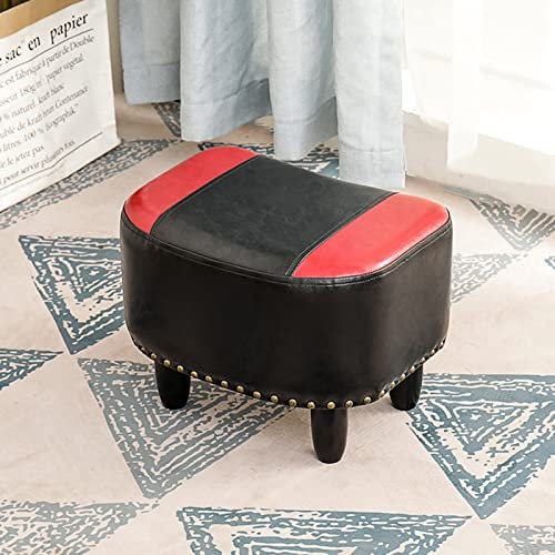 Ottomane Hocker Kleiner Fußhocker Sitzstuhl Aus Pu-Leder Fußhocker Wechselschuhe Hocker Für Wohnzimmer, Gepolsterter Sitz Für Schlafzimmer Wohnzimmer/Schwarz/40 * 30 * 30Cm